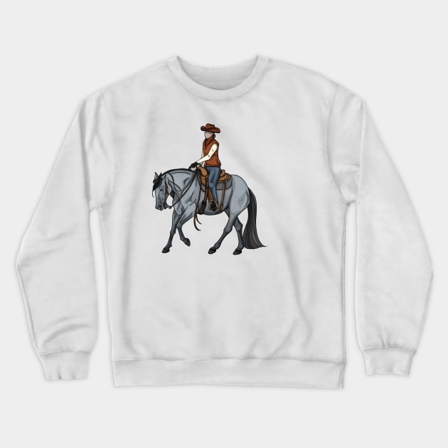 Blue Roan Western Ranch Horse Lope Crewneck Sweatshirt by themarementality